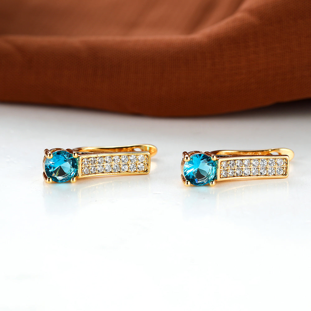 Vintage Aqua Stone Earrings Wedding Jewelry Gift