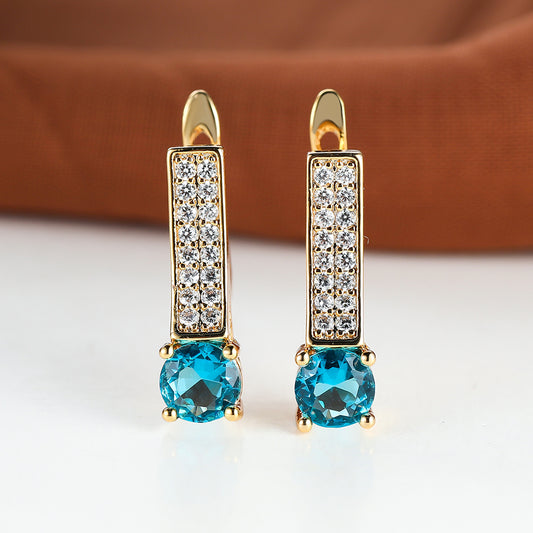 Vintage Aqua Stone Earrings Wedding Jewelry Gift