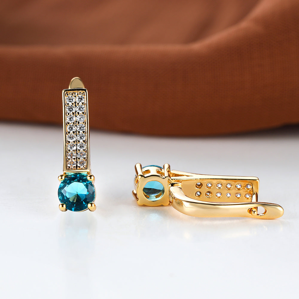 Vintage Aqua Stone Earrings Wedding Jewelry Gift