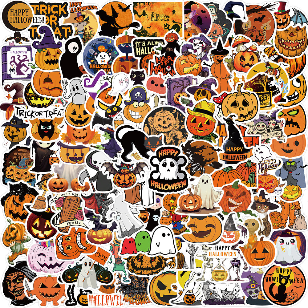 100PCS Halloween Stickers Waterproof Pumpkin Vinyl Stickers