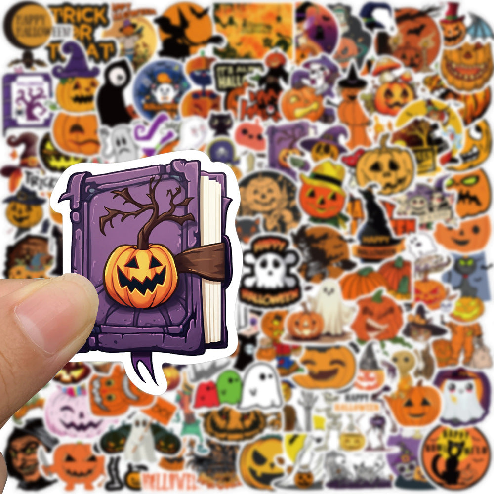 100PCS Halloween Stickers Waterproof Pumpkin Vinyl Stickers
