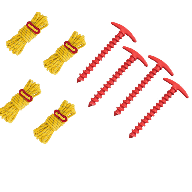 8pcs Tent Pegs Rope Combo Outdoor Camping Tent Rope Organizer Backpack Binding