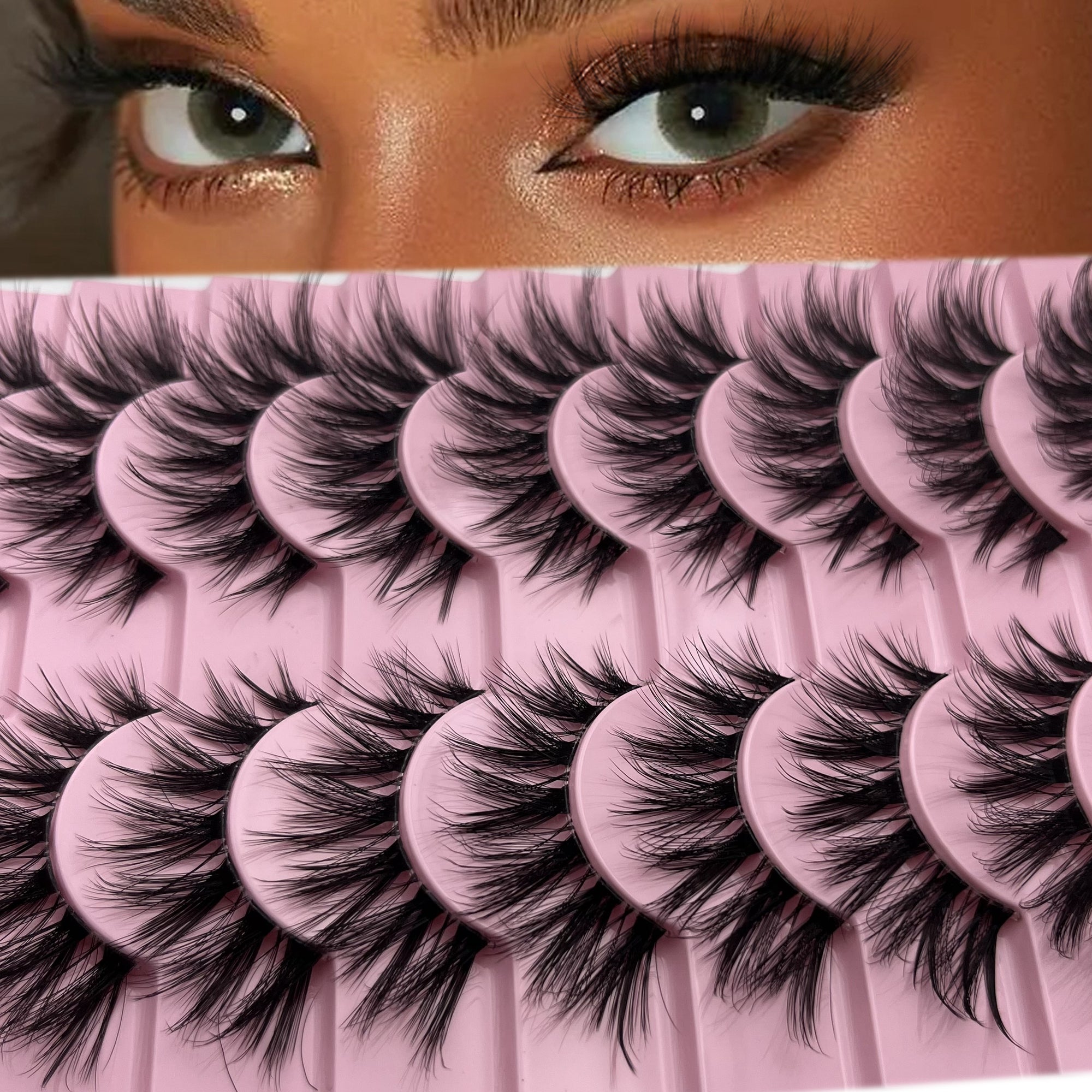 10 Pairs DIY Wispy Lashes Fox Eye Short Faux Mink False Eyelashes