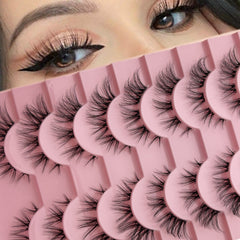 10 Pairs DIY Wispy Lashes Fox Eye Short Faux Mink False Eyelashes