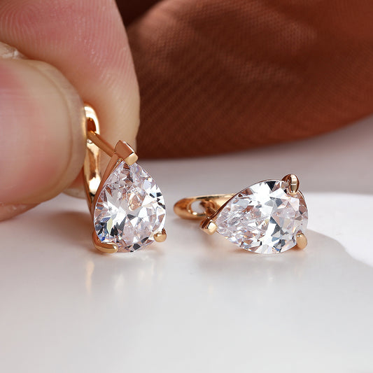 Pink Aqua Stone Clip On Earrings For Women Wedding