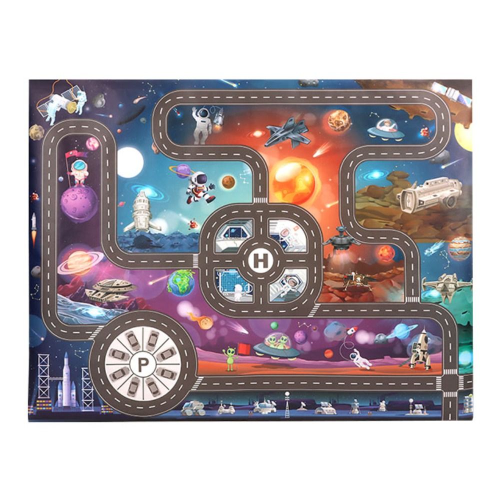 City Traffic Road Map Carpet for Kids Parking Lot Roadmap Play Mat