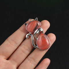 Natural Stone Pendant Kitten shaped Crystal Charms For Jewelry Mak