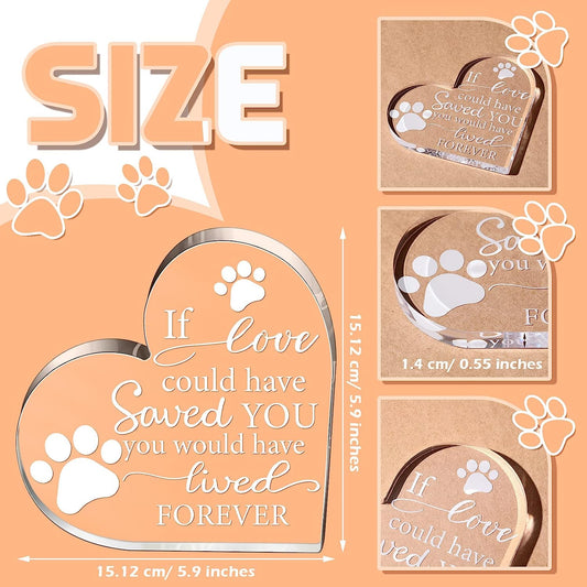 Crystal Acrylic Heart Decor Pet Memorial Gift Cat