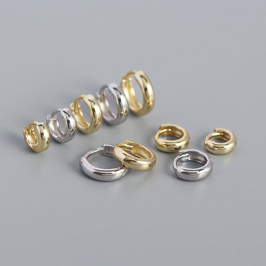 925 Silver Round Hoop Earrings For Daily Decoration