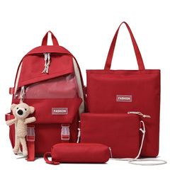 4pcs Backpack Crossbody Handbag Set Student Preppy Large Capacity Bag