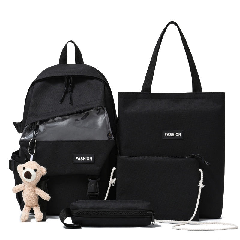 4pcs Backpack Crossbody Handbag Set Student Preppy Large Capacity Bag