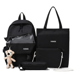 4pcs Backpack Crossbody Handbag Set Student Preppy Large Capacity Bag
