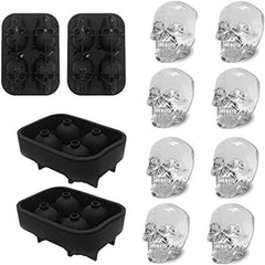 2pcs Skull Ice Cube Tray Silicone Halloween Whiskey Ice Tray