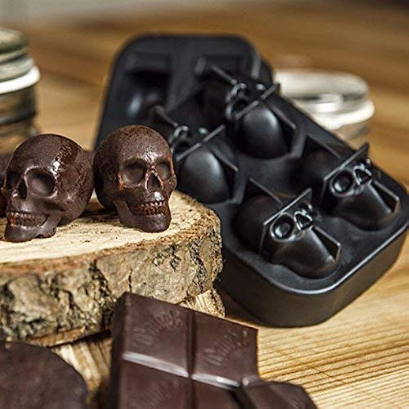 2pcs Skull Ice Cube Tray Silicone Halloween Whiskey Ice Tray
