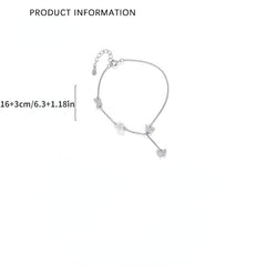 S925 Sterling Silver Chain Bracelet with Rose Butterfly Design