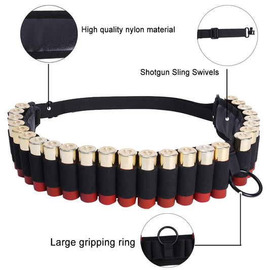25 Rounds Shell Bandolier 12 20 Gauge Adjustable Ammo Belt