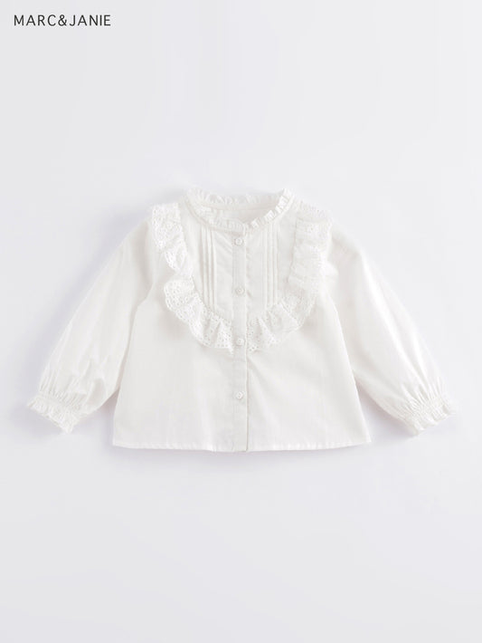 MARC&JANIE Baby Girls Lace Collar Long Sleeve Shirt