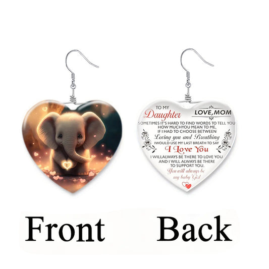 Elephant Heart Crystal Necklace Earring Set for Girls