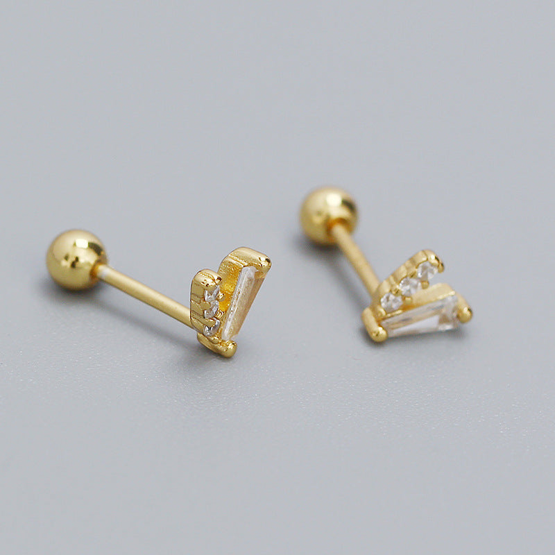 S925 Silver Zircon V Shaped Ear Bone Stud Jewelry For Girls