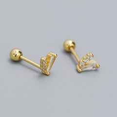 S925 Silver Zircon V Shaped Ear Bone Stud Jewelry For Girls