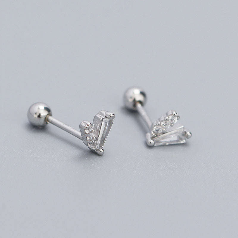 S925 Silver Zircon V Shaped Ear Bone Stud Jewelry For Girls