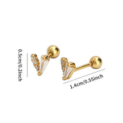 S925 Silver Zircon V Shaped Ear Bone Stud Jewelry For Girls