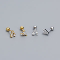 S925 Silver Zircon V Shaped Ear Bone Stud Jewelry For Girls