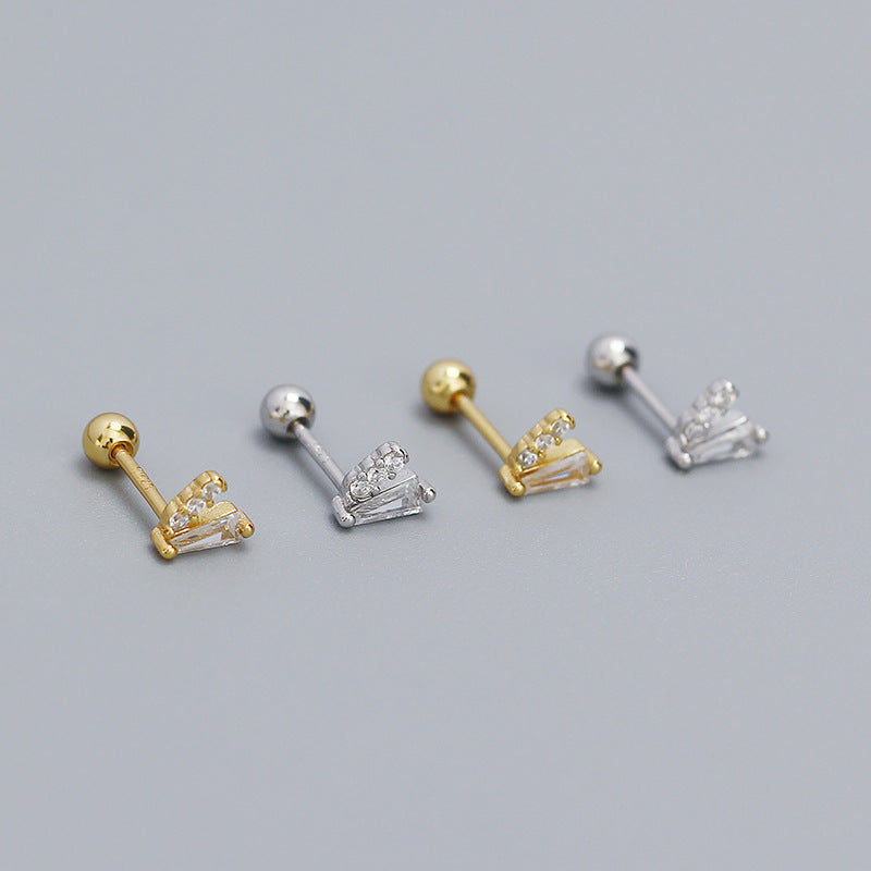 S925 Silver Zircon V Shaped Ear Bone Stud Jewelry For Girls