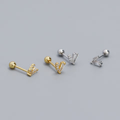 S925 Silver Zircon V Shaped Ear Bone Stud Jewelry For Girls
