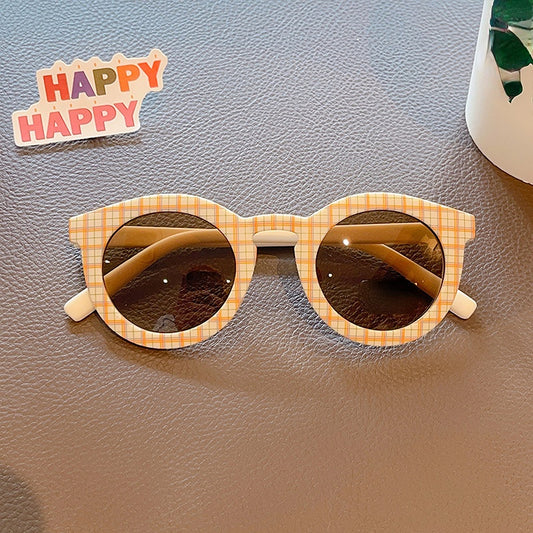 Girl's Oval Sunglasses UV Protection Striped Plaid Girls Sunglasses