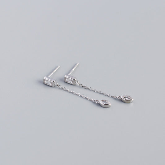 S925 Silver Eye Pendant Tassel Stud Earrings Jewelry For Girls