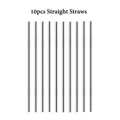 10pcs Stainless Steel Reusable Straws Set for Cocktails Milk Tea