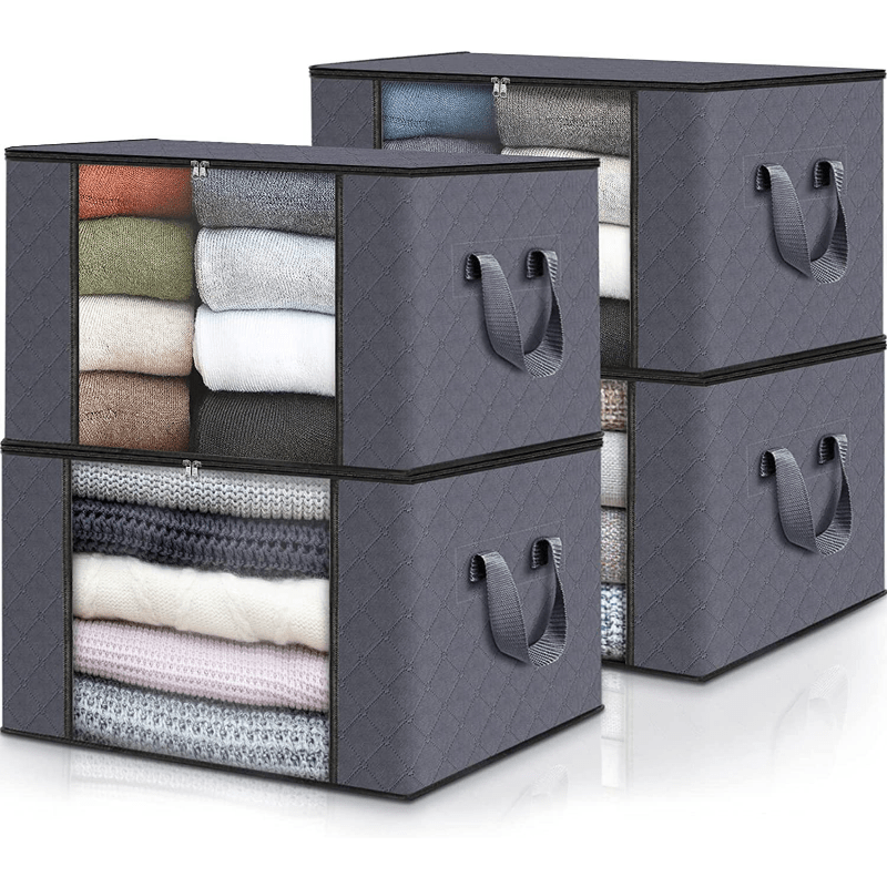 Large Capacity Storage Box Fabric Foldable Storage Box Sturdy Zipper Reinforced