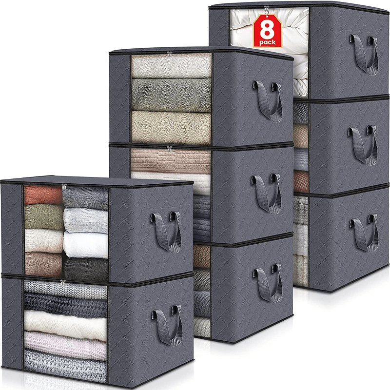 Large Capacity Storage Box Fabric Foldable Storage Box Sturdy Zipper Reinforced