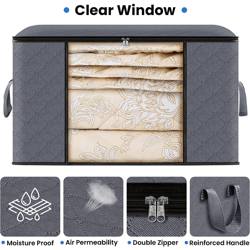 Large Capacity Storage Box Fabric Foldable Storage Box Sturdy Zipper Reinforced