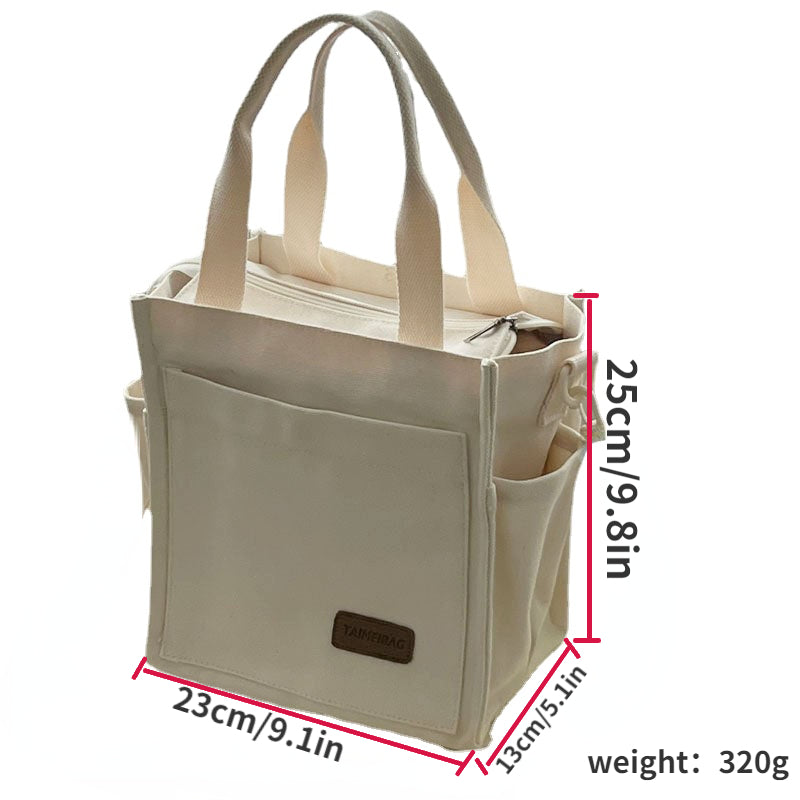 Minimalist Canvas Shoulder Bag Preppy Books Storage Bag