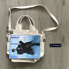 Minimalist Canvas Shoulder Bag Preppy Books Storage Bag