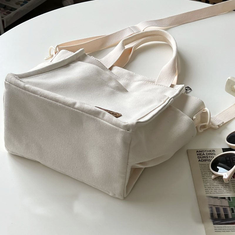 Minimalist Canvas Shoulder Bag Preppy Books Storage Bag
