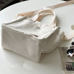 Minimalist Canvas Shoulder Bag Preppy Books Storage Bag