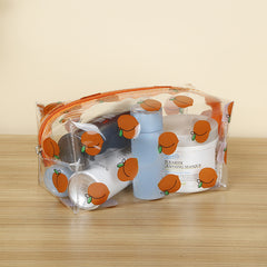 Peach Print Zipper Makeup Bag PVC Waterproof Travel Toiletry Bag