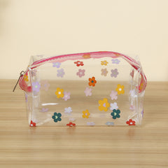 Peach Print Zipper Makeup Bag PVC Waterproof Travel Toiletry Bag