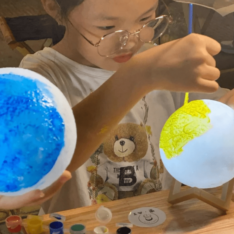 5.9in 3D Moon Light w/ Wooden & Plastic Base - Great for Kids DIY & Home Decor