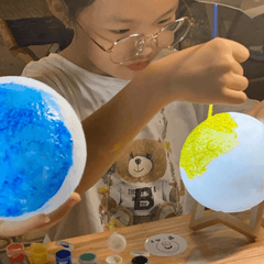 5.9in 3D Moon Light w/ Wooden & Plastic Base - Great for Kids DIY & Home Decor
