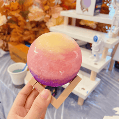 5.9in 3D Moon Light w/ Wooden & Plastic Base - Great for Kids DIY & Home Decor