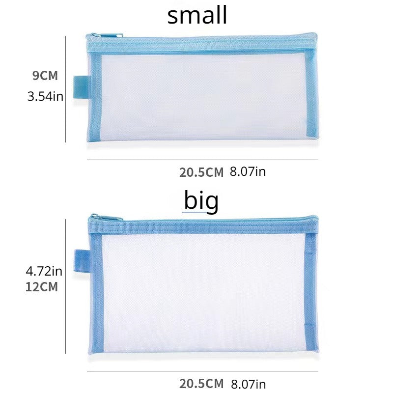 5Pcs Nylon Mesh Cosmetic Bags Zipper Makeup Pouch Travel Cases