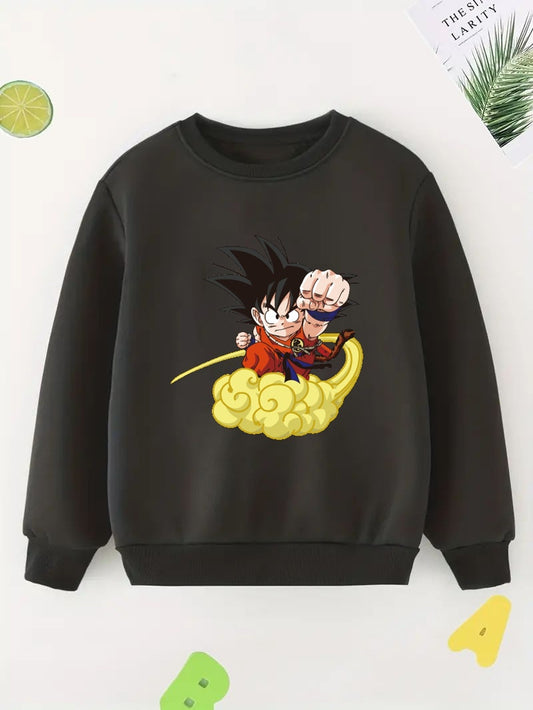 Boy's Anime Boy & Cloud Print Sweatshirt Casual Long Sleeve Shirt
