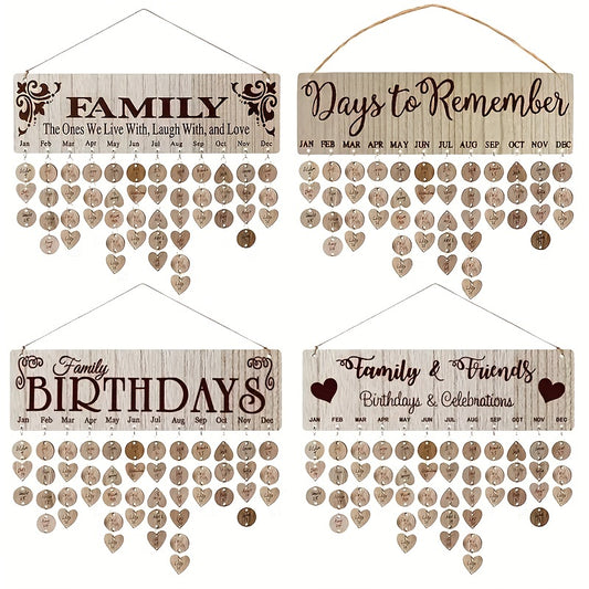 DIY Wooden Family Birthday Board Calendar Reminder Sign