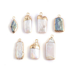 Natural Pearl Pendant Golden Edge Charms - DIY Jewelry Making