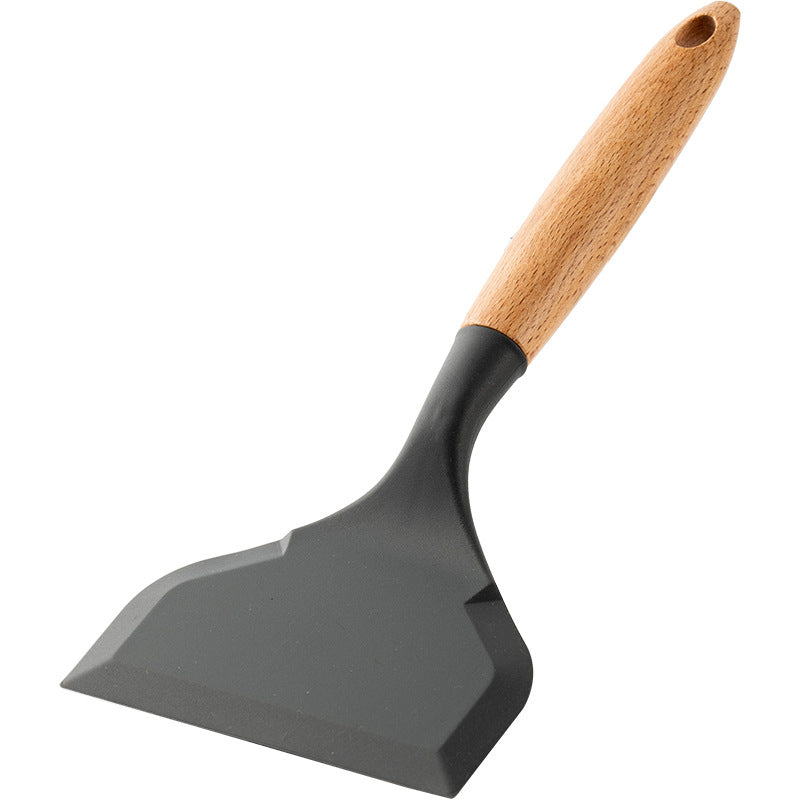 Wooden Handle Silicone Spatula Tamagoyaki Flat Non Stick Pot Shovel