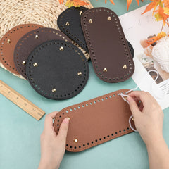 6pcs Set PU Leather Bag Bottom Shaper Pads 3 Colors for DIY Knitting Crochet Bag